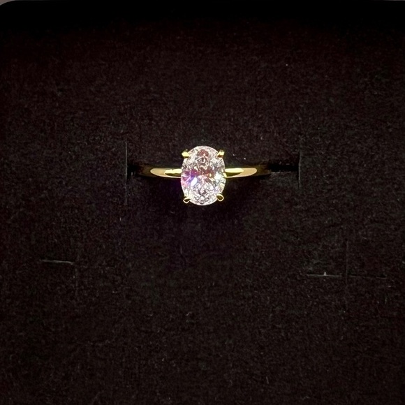 NIB 925 Sterling Silver 14K Gold Plated & 1 CT Zircon Ring Size 8 - Picture 4 of 16